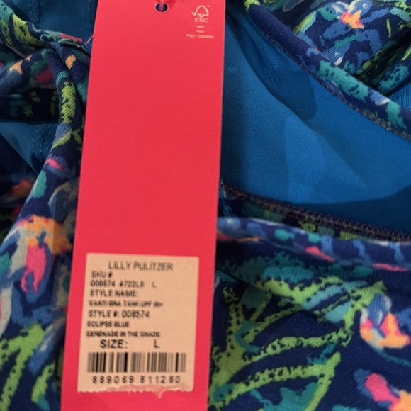 Lilly Pulitzer vanti bra tank UPF 50+ eclipse blue serenade in the shade L NWT - Picture 7 of 8